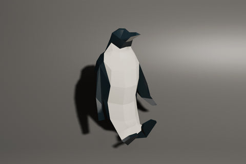 Low polygon penguin sit animation