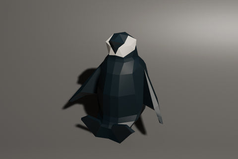 Low polygon baby penguin sit Animation
